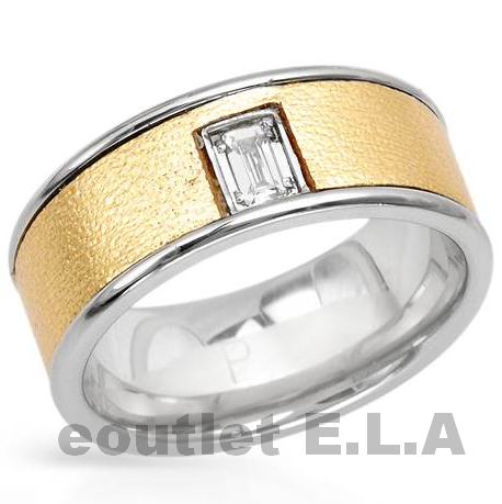 0.40CT EMERALD CUT CZ STAINLESS STEEL BAND-sz8